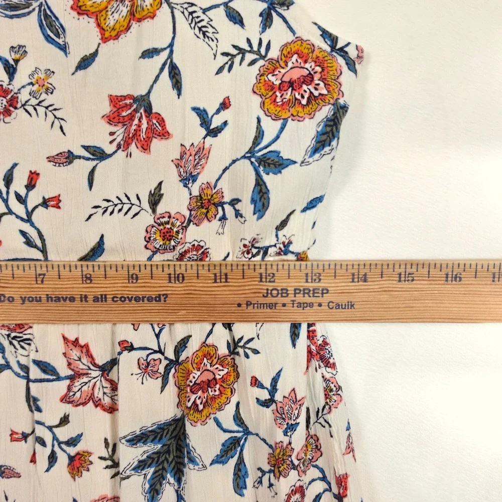 Old Navy Tiered Maxi‎ Dress Girls XL 14 Cream Floral Cottagecore Boho Coastal